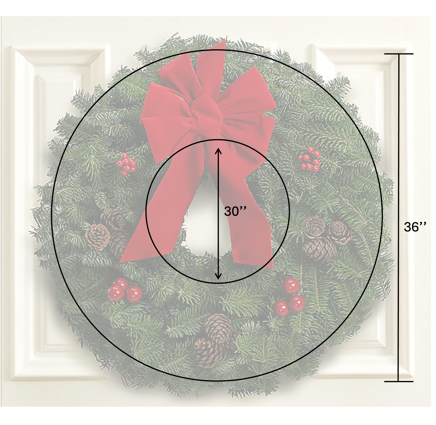 Extra Large Christmas Wreath with Bow, Cones and Berries (36'')