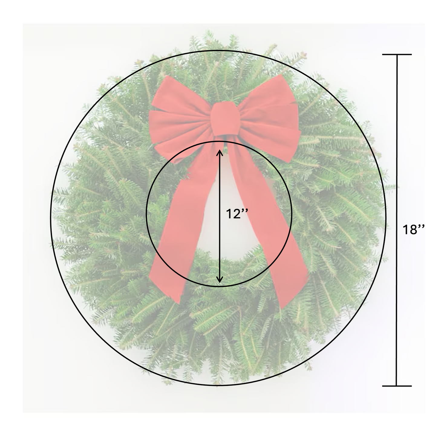Small Christmas Wreath with Bow (18'')