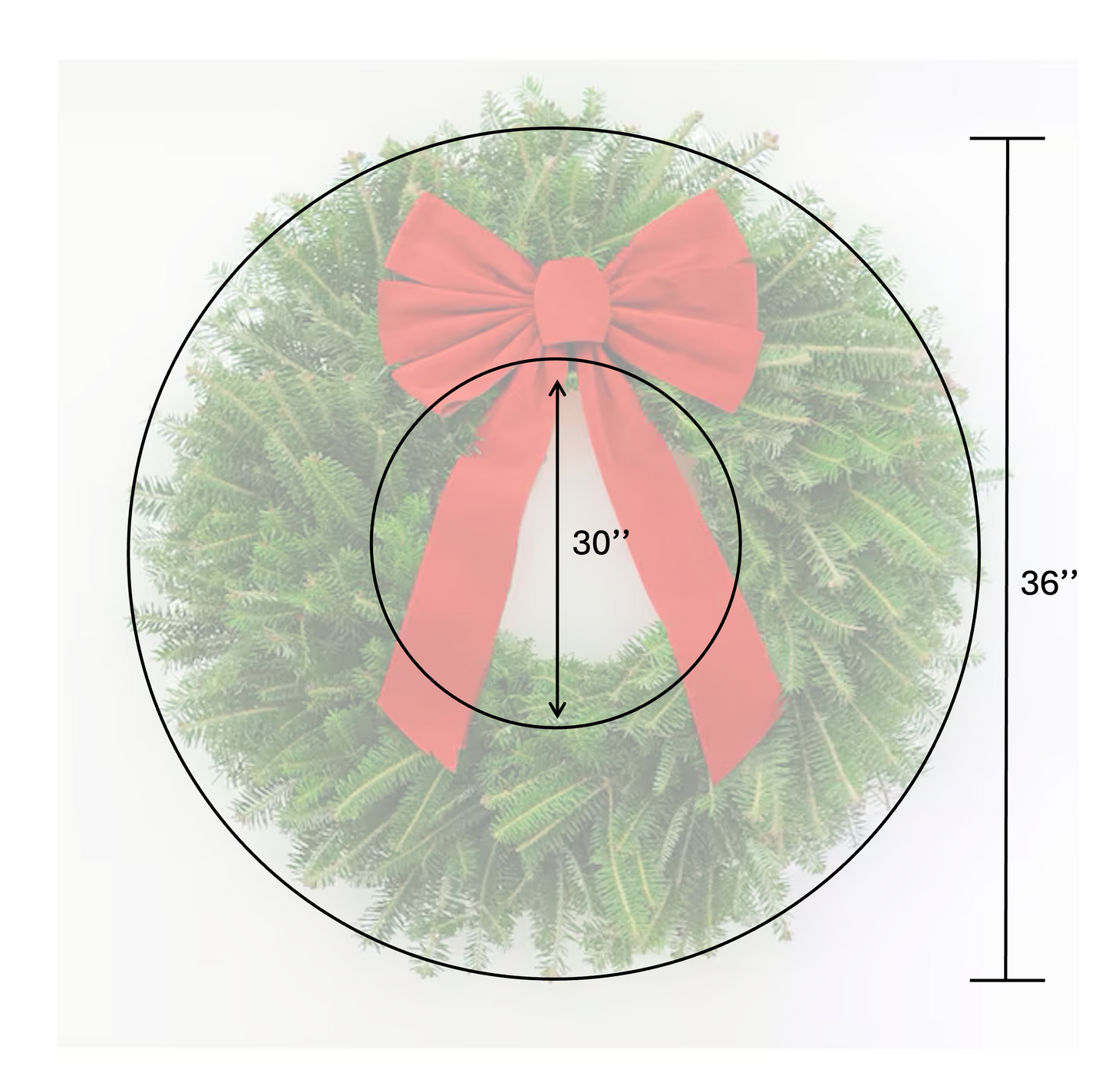 Extra Large Christmas Wreath with Bow (36'')