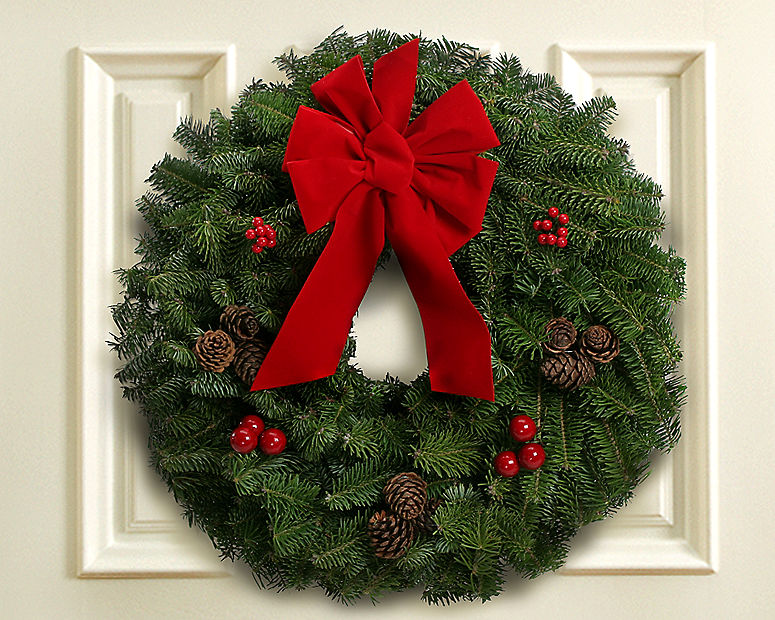 Extra Large Christmas Wreath with Bow, Cones and Berries (36'')